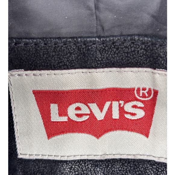 Levi's Faux Suede Moto Biker Jacket S Black Zipper & Pockets Wrists Buckled Hips - Picture 5 of 16